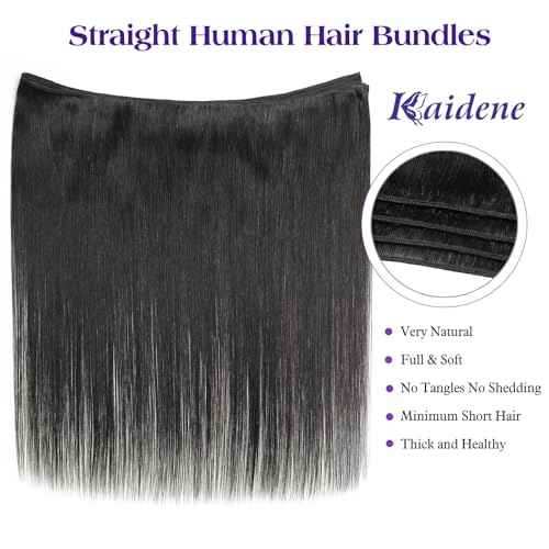 Straight Weave Bundles Human Hair Glossy Hair Bundles 22 24 26 Inch Brazilian Virgin Raw Human Hair Bundle for Quick Weave Sew In Soft and Thick Weft Hair Extensions for Women