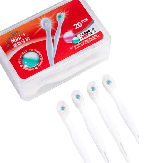 Malisseladi Mini Brushes-Disposable Toothbrushes with Toothpaste and Pick for Work or Travel Mint - 20 Count (Mint)