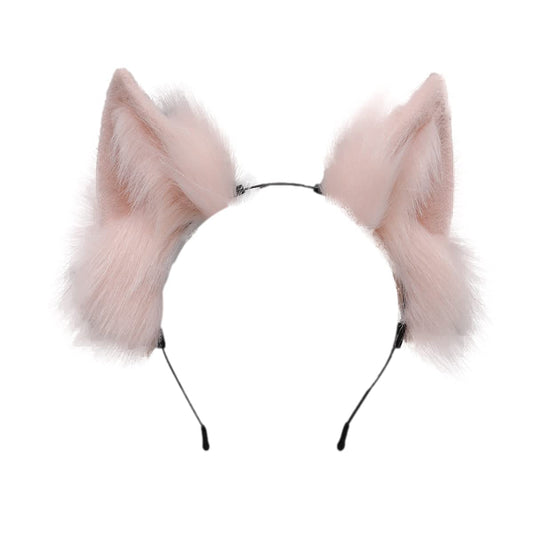 Jilneed Cat Ears Headband for Women Girls Cosplay Costume Party Headbands Cute Faux Fur Hair Accessories (Pink)