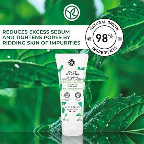 Yves Rocher Pure Menthe Purifying Clay Mask for Oily and Combination Skin, 75 ml./2.5 fl.oz.