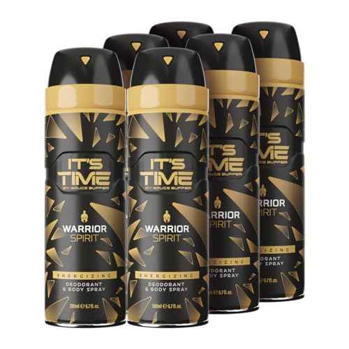 IT'S TIME By Bruce Buffer Deodorant & Body Spray For Men, 6.7 fl. oz. (6 pack) (Warrior Spirit)