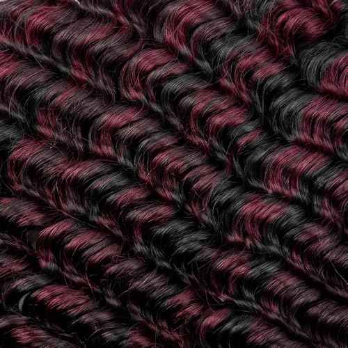 Highlight Bundle P1B99J Deep Wave Human Hair Bundles Two Tone Black Mixed With 99J Burgundy 3 Bundles 24 24 24 Inch Ombre Wine Red Bundle Hair Weave