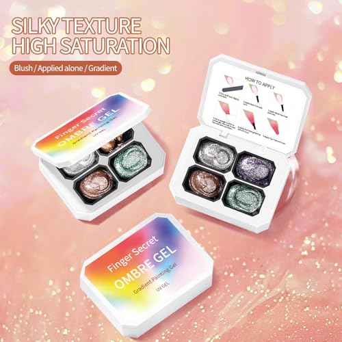 Finger Secret 4 Colors Set Ombre Pat Gel Nail Polish,Patting GelS Polish with 20Pcs Nail Sponges for 3d Gel Nail Art can be Painted in Salon or Home Use (k1)