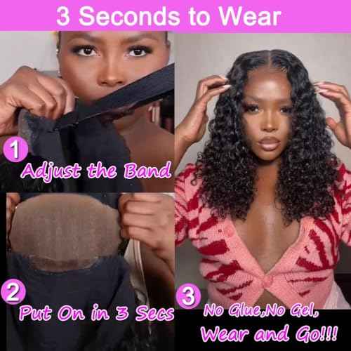 Wear and Go Glueless Wigs Human Hair Pre Plucked Pre Cut 4x4 Lace Front Wigs for Black Women for Beginners Curly Human Hair Wig (28 Inch)