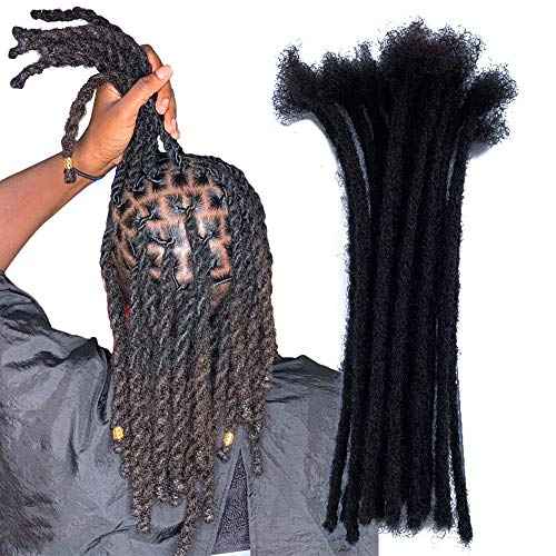 YONNA Human Hair Microlocks Sisterlocks Dreadlocks Extensions 20Locs Full Handmade (Width 0.4cm) 16inch Natural Black #1B