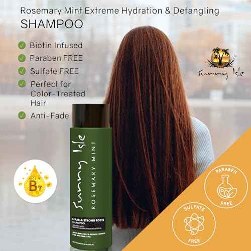 Sunny Isle Rosemary Mint Hair & Strong Roots Shampoo 12oz | Anti-Breakage & Growth Formula | Infused with Biotin & Jamaican Black Castor Oil | All Hair Types