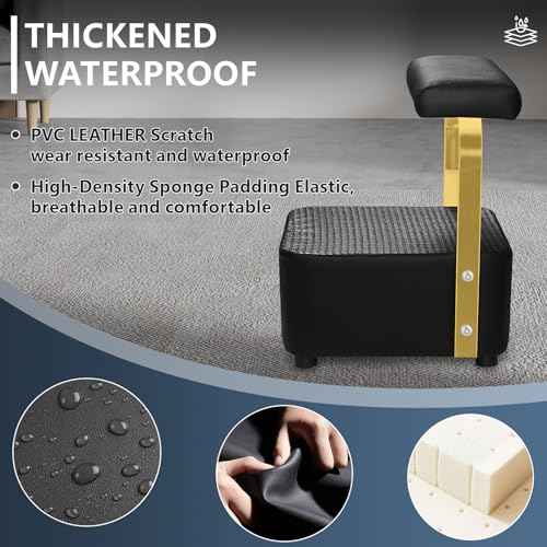 Independent Footrest for Backwash Beauty Spa Shampoo Bowl and Chair Set,Footstool for Spa Beauty, Ottoman for Shampoo Station Chair in Salon and Spa (Golden)