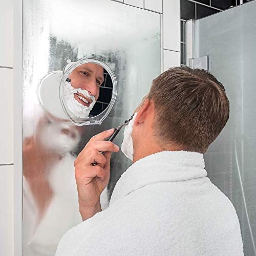 Luxo Shower Mirror, Shaving Mirror with a Razor Holder for Shower and Powerful Suction Cup - Shatterproof Shower Mirror fogless for Shaving, fogless Mirror for Shower and Tweezers