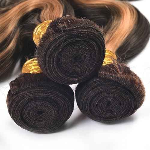 Ombre Human Hair Bundles P1B/30 Body Wave Bundle 24 26 28 Inch 3 Bundles Two Tone Black Mixed With Brown Hair Extensions