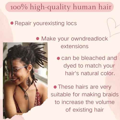 Afro Kinkys Bulk Human Hair for Dreadlock Extensions,Repair Locs, Twists and Braids, 270 Gram Each Package 100% Human Hair Afro Kinky Bulk Can be Dyed and Bleached (Natural Black, 10inch)