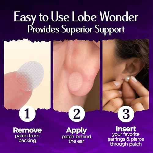 Lobe Wonder - The Original Ear Lobe Support Patch for Pierced Ears - Eliminates The Look of Torn or Stretched Piercings - Protects Healthy Ear Lobes from Tearing