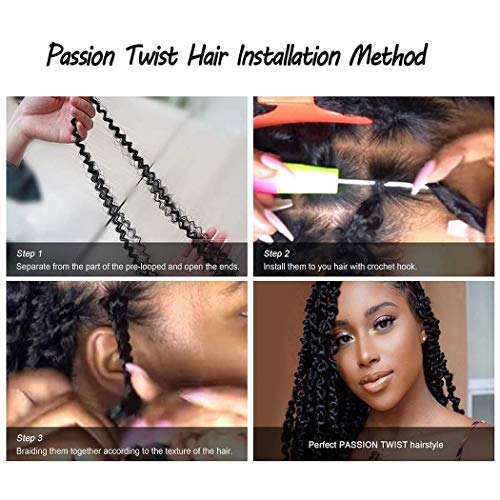 8 Packs Passion Twist Hair 22 Inch Water Wave Crochet Hair for Black Women Long Bohemian Crochet Braids Passion Twist Crochet Braiding Hair Extensions (22 Inch, 1B)