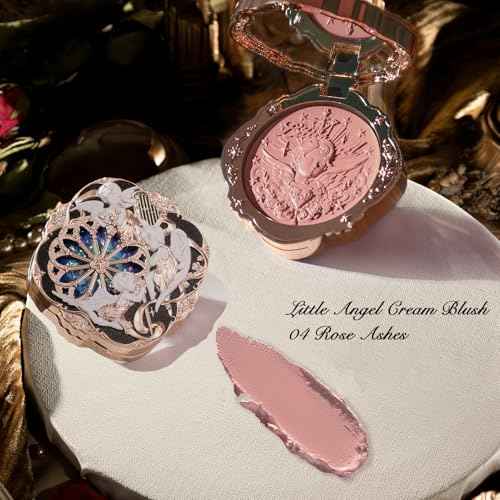 Flower Knows Little Angel Cream Blush,Buildable & Blendable Makeup Blush for cheeks,Soft & Long-lasting,Dusty Mauve Rose Flush for All Skin Tones(04 Rose Ashes,6g)