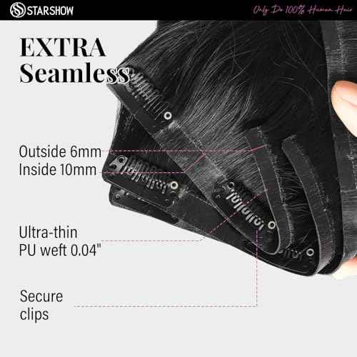 Yaki Straight Seamless Clip in Hair Extensions Remy Human Hair Extensions 2Pack 200g 14pcs Yaki Straight Clip Ins Hair Extensions Clip In Human Hair 16Inch Natural Black