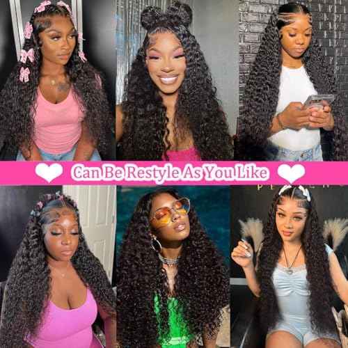 13x6 Deep Wave Lace Front Wigs Human Hair 200% Density HD Lace Frontal Wigs Glueless Curly Wigs Human Hair Pre Plucked with Baby Hair Wet And Wavy Wigs for Black Women 26 inch