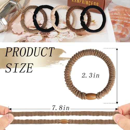 16Pcs Hair Ties For Thick Hair, Strong Stretchy Hair Bands For Women Girls, No Slip Braided Hair Ties No Damage, Ponytail Holders-Exceptionally Secure with Gentle Hold (Set 5)