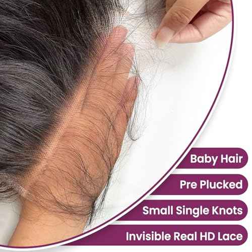 5X5 HD Lace Closure Human Hair, 0.11mm Ultra-Thin Skinlike Invisible HD Lace Closure with Outre Melted Hairline Black Straight Virgin Hair 5x5 Closure for Black Women Pre Plucked 12Inch