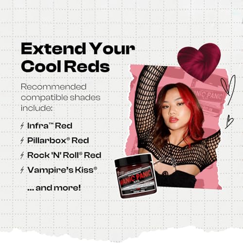 MANIC PANIC Cool Deep Blood Red Color Depositing Conditioner - Love Color Hair Conditioner Keeps Hair Vibrant, Nourished & Refreshed - Formulated with Shea Butter & Quinoa - Rock Me Red (8oz)