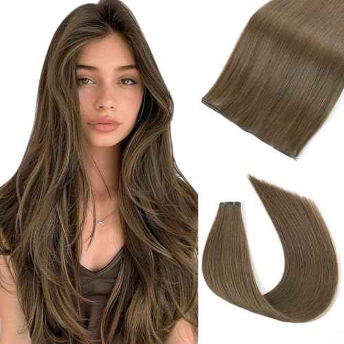 ABH AMAZINGBEAUTY HAIR Genius Weft Hair Extensions Human Hair Sew in Hair Extensions Real Human Hair Weft Extensions Straight Sew in Human Hair Extensions 50G, Walnut Brown #3, 18 Inch
