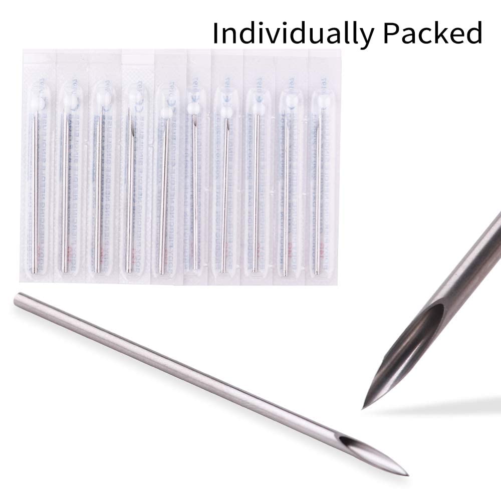 Body Piercing Needles - NeedleWalk 50Pcs Hollow Needles 6G Piercing Needle Kit for Ear Nose Piercing And Lip Tongue Piercing Tattoo Supply