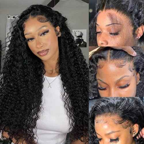 Deep Wave Lace Front Wigs Human Hair 200 Density 13x6 HD Lace Front Wigs Deep Wave Wig with Baby Hair Deep Curly Wig for Women 22 Inch