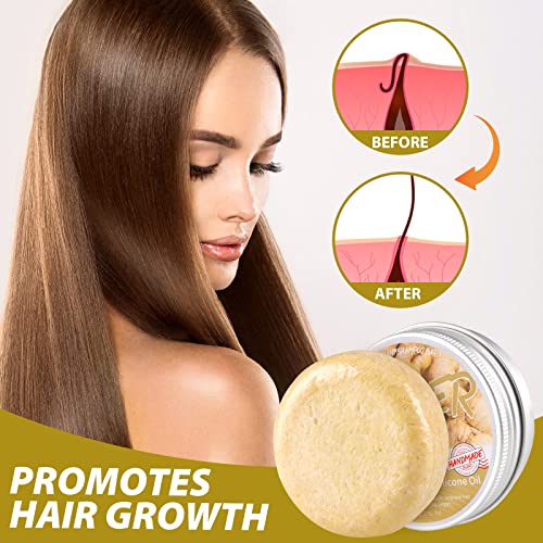 Natural Organic Ginger Hair Regrowth Shampoo Bar Soap for Anti Hair Loss, Dandruff, Itching - Promotes Hair Growth, All Hair Types (3 Pcs)