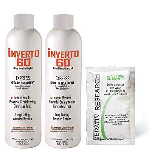 INVERTO 60 Advanced Gel Complex Brazilian Keratin Hair Blowout Treatment Formaldehyde Free Straightening Smoothing and Repairing Damaged Hair Keratin Research (Long Hair-240ml)