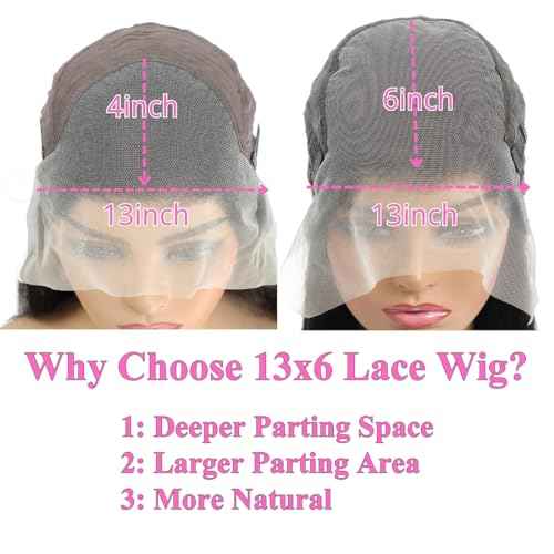 SWEETGIRL Human Hair Body Wave Wig 13x6 HD Lace Front Wig, Pre Plucked, Natural Black, 26 Inch, 180 Density