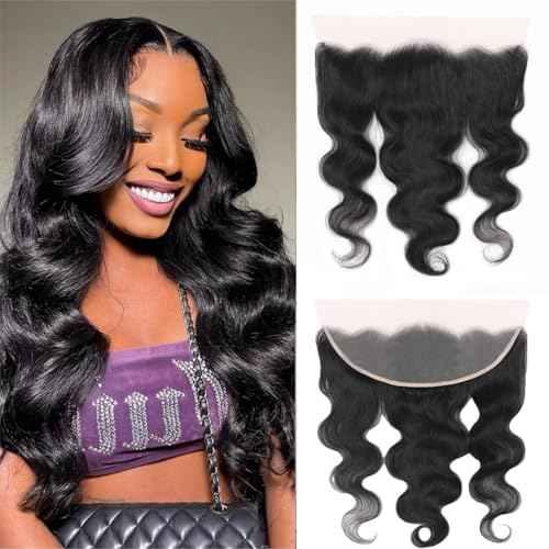 13 x 4 Lace Frontal Closure Body Wave Ear to Ear HD Lace Frontal Pre Plucked 100% Remy Human Hair Free Part 150% Density (13x4 lace closure, 18inch)