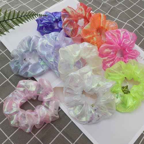 40Pcs Light Up Scrunchies with 24Pcs Satin Elastic Hair Bands, LED Hair Ties for Women & Girls, Glow in the Dark Party Supplies Christmas Party Favor Festival Rave Accessories for Neon Glow Party