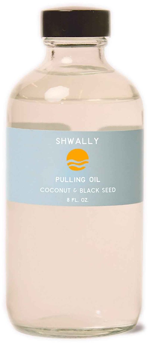 Shwally Black Seed, Coconut & Peppermint Pulling Oil - A True Natural Pulling Oil for Whiter Teeth, Fresher Breath & Happier Gums - Alcohol & Fluoride-Free, 8 Oz, Concentrated
