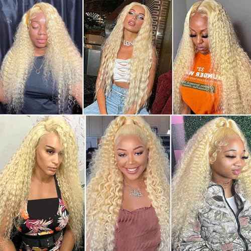 30 32 34 Inch Blonde Bundles 613 Water Wave Bulk Human Hair Unprocessed Virgin Hair 3 Bundles Blonde Wet and Wavy Human Hair Extensions