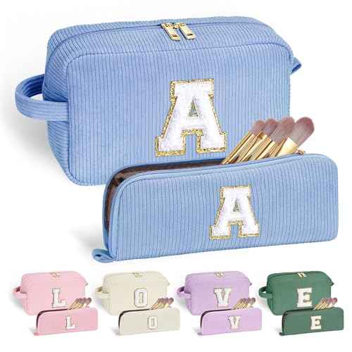 YOOLIFE Initial Travel Makeup Bag Cosmetic Bag - Teen Girl Gifts Trendy Stuff Friend Birthday Gifts for Women Teen Girl Kids