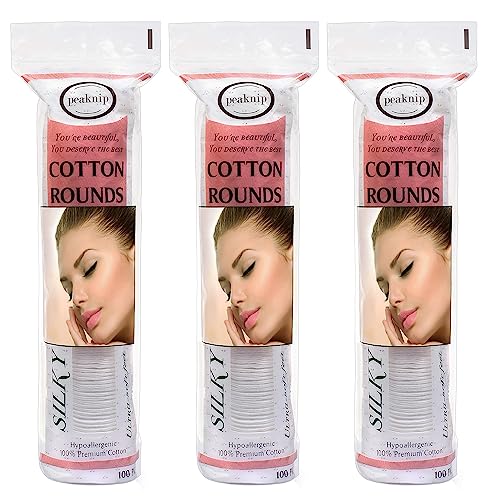 Premium 100% Cotton Rounds (300 Count) - Soft and Gentle Makeup Remover and Cleansing Pads for Face, Nail, and Personal Care - Absorbent, Textured, Lint-Free, and Hypoallergenic