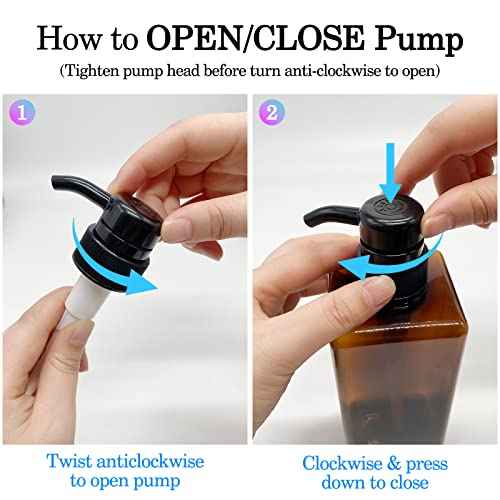 12 Pack Shampoo and Conditioner Dispenser Bottles, 8 Pack 22 Oz and 4 Pack 8 Oz Refillable Square Plastic Pump Bottles, Shower Soap Dispenser for Shampoo Conditioner Body Wash (Amber)