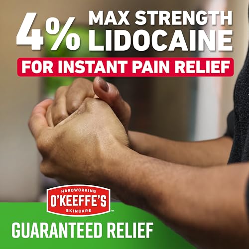 O'Keeffe's Working Hands Pain Relief Cream Skin Protectant with 4% Lidocaine and Cooling Peppermint Oil for Instant Relief from Pain, Itching, Irritation and Dryness, 3oz Tube