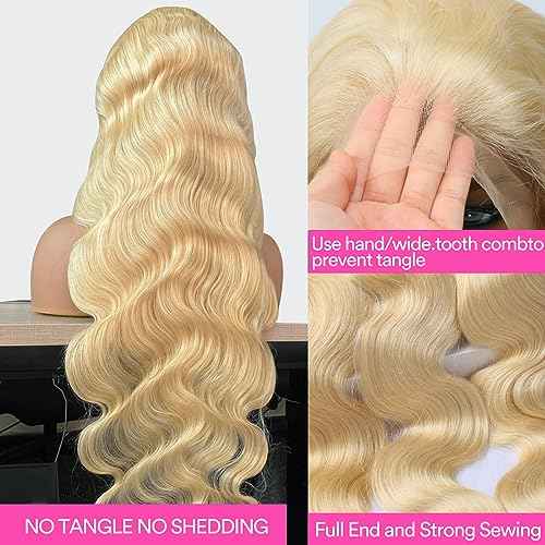 613 Lace Front Wig Human Hair, 28inch 13x6 Blonde Lace Front Wigs Human Hair, 613 Body Wave HD Transparent Lace Frontal Wig, 180% Density Blonde Wig Human Hair Pre Plucked with Baby Hair