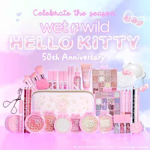 wet n wild Hello Kitty 5-Piece Makeup Brush Set, Buildable & Blendable Multifunctional Seamless Application, Cruelty-Free & Vegan Feathery Soft Bristles