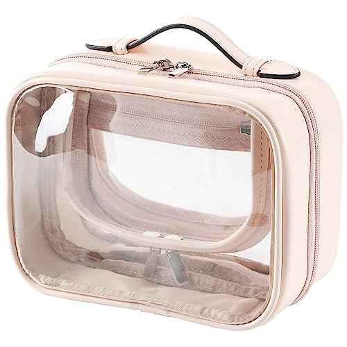 Veki Transparent Makeup Bag Travel Cosmetic Bags Case Waterproof Toiletries Bag Large Capacity Open Storage Bags Organizer With Zipper, Portable Make Up Organizer for Women and Girls