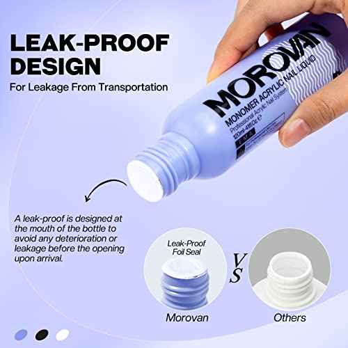 Morovan Monomer Acrylic Nail Liquid 4 oz: Acrylic Liquid Monomer for Acrylic Powder Acrylic Nail Extension with Acrylic Brush for Beginners DIY at home Non-Yellowing