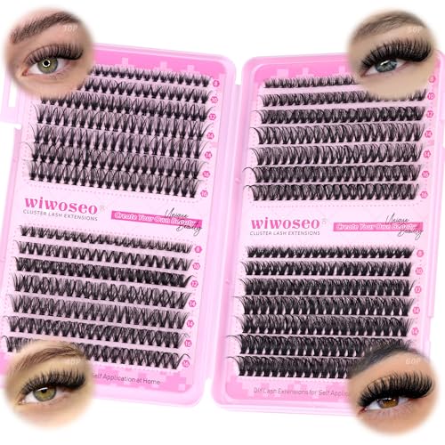 wiwoseo Cluster Eyelash Extensions 560pcs Lash Clusters Wipsy Cluster Lashes D Curl Eyelashes Clusters Individual Lashes DIY Lash Extensions Cluster Lashes Natural Look Eyelashes Clusters (8-16MM)