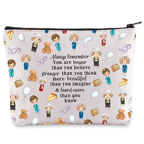 LEVLO Golden Inspired Cosmetic Make Up Bag Golden TV Show Fans Gift You Are Braver Stronger Smarter Than You Think Makeup Zipper Pouch Bag Golden Merch(Always Golden)