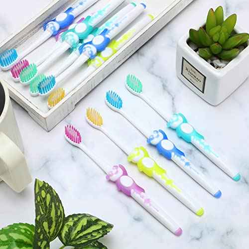 Bokon 300 Pcs Toothbrush for Kids Individually Wrapped Children Soft Disposable Manual Toothbrush Bulk Panda Travel with Bristle Rubber Handle for School Daycare Oral Hygiene