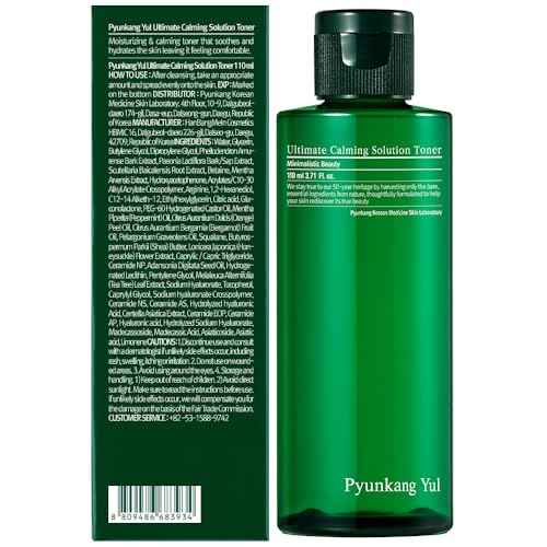[PKY] Pyunkang Yul Ultimate Calming Solution Toner with Honeysuckle Flower, Ceramides, Hyaluronic Acid, Centella Asiatica, for Moisturized, Nourishing, Sensitive, Tired Facial Skin 3.71fl.oz.