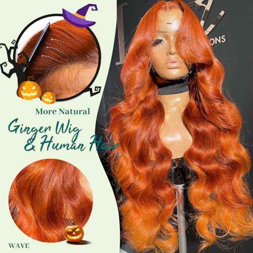 28 Inch Ginger Wig Human Hair 200 Density 13x4 HD Lace Front Wigs Human Hair Pre Plucked Ginger Body Wave Human Hair Wig Color HD Lace Frontal Wigs Human Hair