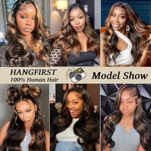 1B/30 Highlight Lace Front Wig Human Hair 13x6 Ombre 180% Density Body Wave HD Lace Frontal Wigs for Black Women 26Inch