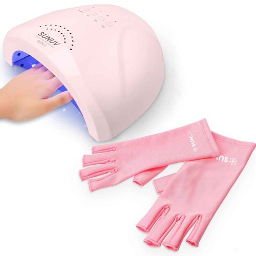 SUNUV UV Nail Lamp, UV Gloves for Gel Manicures with UV Protection, Quick-Drying UV Light for Nails with Adjustable Settings SUNone