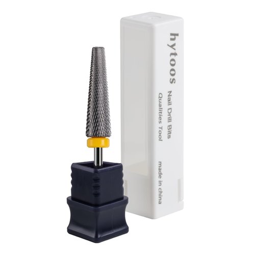 HYTOOS 5 in 1 Nail Drill Bits, Fine Safety Tapered Carbide Drill Bits for Nails, 3/32 Electric Manicure Drills Accessories Removal Gel, 2Pcs
