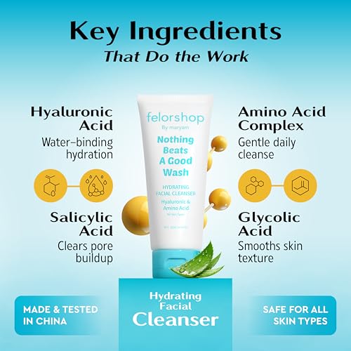 Hydrating Facial Cleanser | Daily Face Wash for All Skin Types | Hyaluronic Acid + Amino Acid | Non-Drying Oil Control Face Wash | 100 G