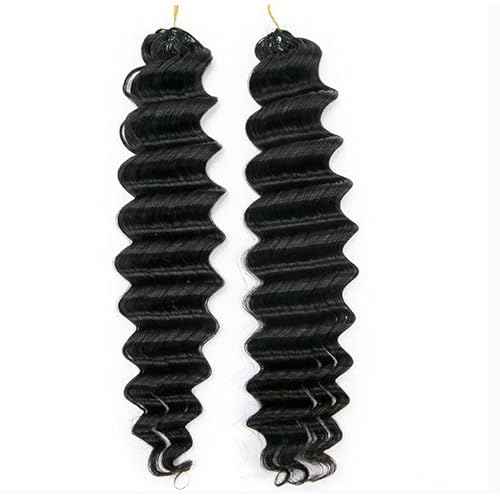 Deep Wave Knotless Pre-Separated Crochet Hair Extensions Human Hair Loose Wave Crochet Hair Natural Black Machine Made Feather Human Hair Extension 16inch 120g
